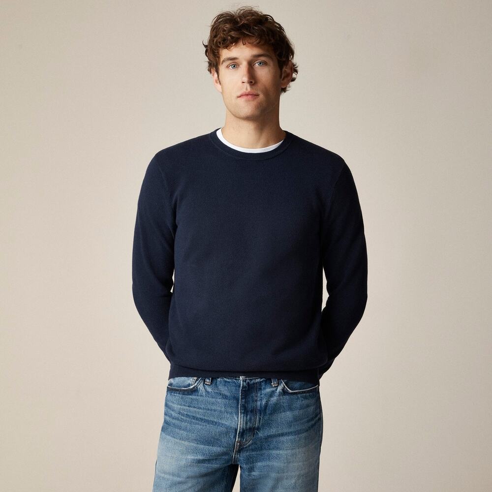 J. Crew Cotton piqué-stitch crewneck sweater, NWT, Size M